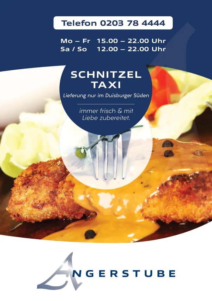 Karte des Schnitzeltaxis der Angerstube, Seite 1 von 2